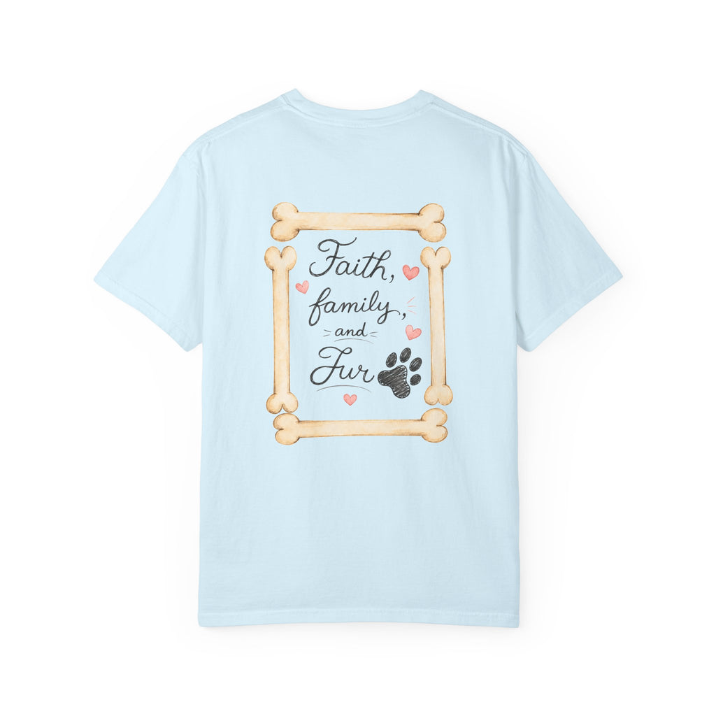 Faith Family and Fur T-Shirt — Paw Print & Bone Frame Tee