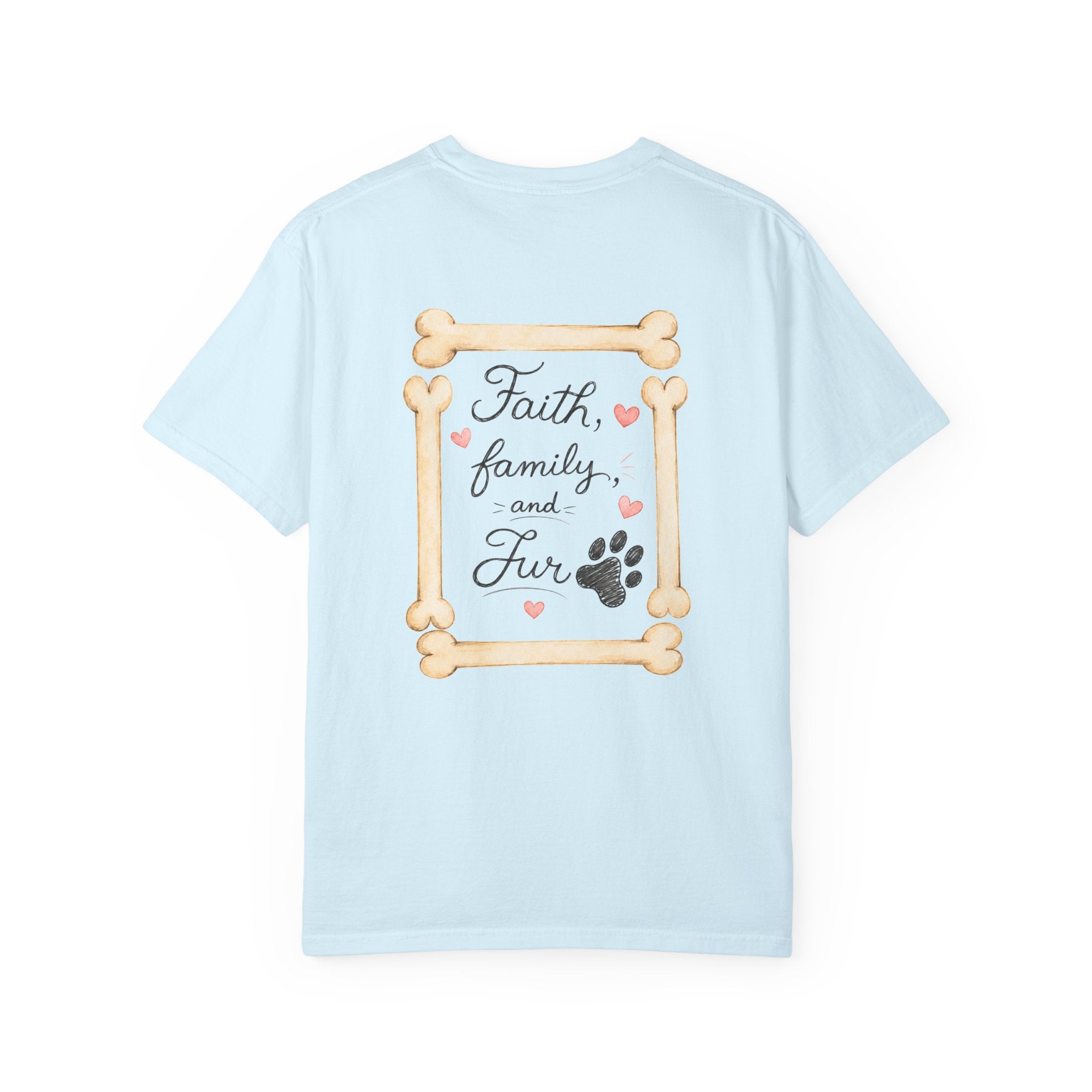 Faith Family and Fur T-Shirt — Paw Print & Bone Frame Tee