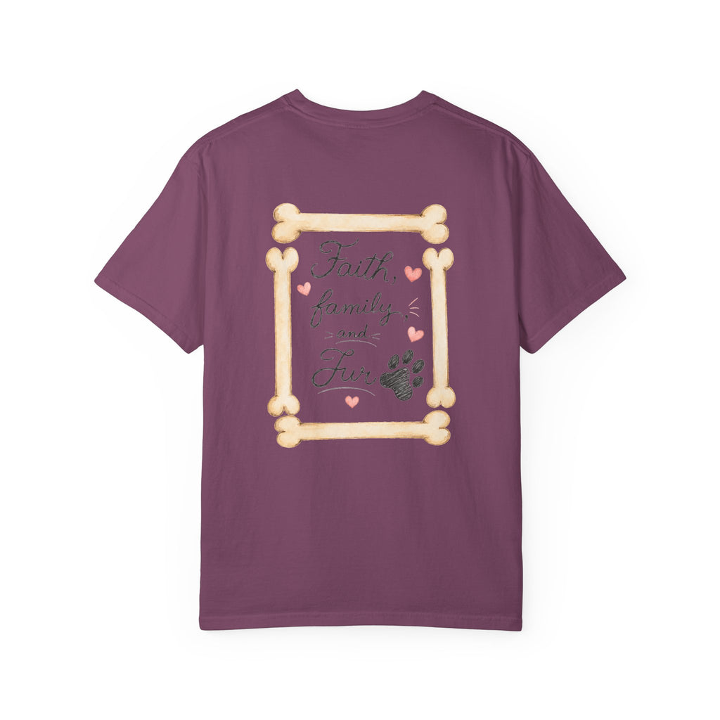 Faith Family and Fur T-Shirt — Paw Print & Bone Frame Tee