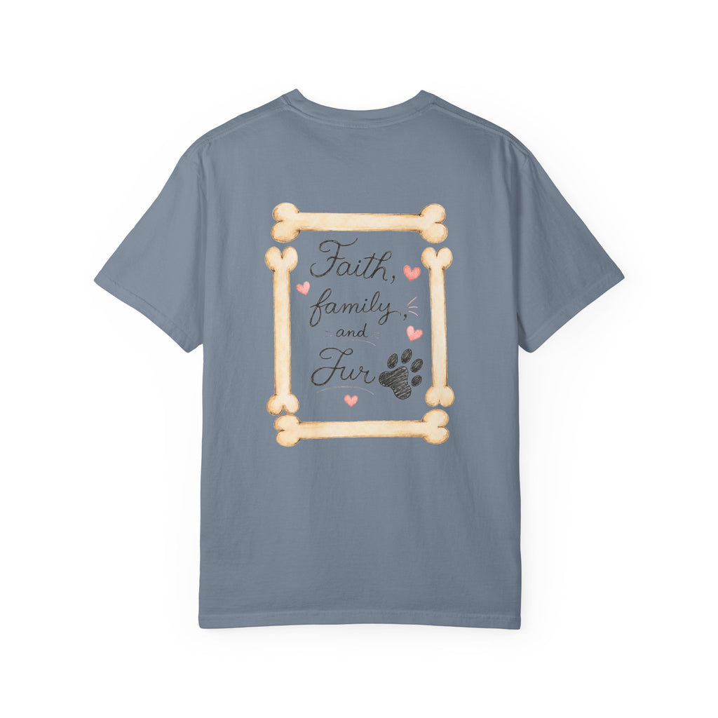 Faith Family and Fur T-Shirt — Paw Print & Bone Frame Tee