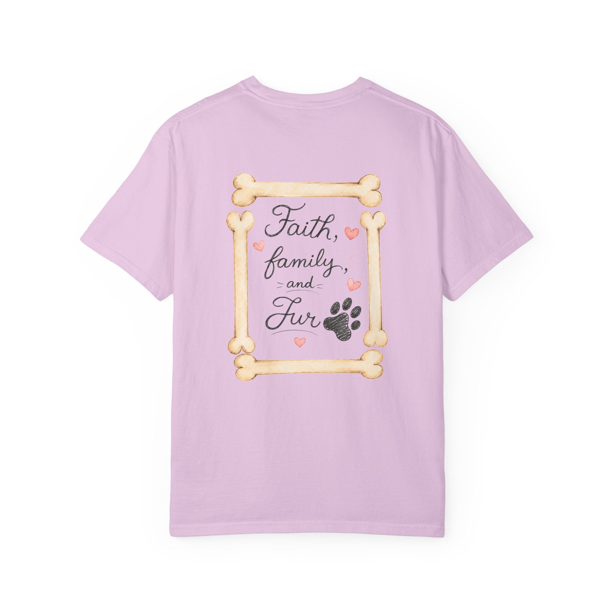 Faith Family and Fur T-Shirt — Paw Print & Bone Frame Tee