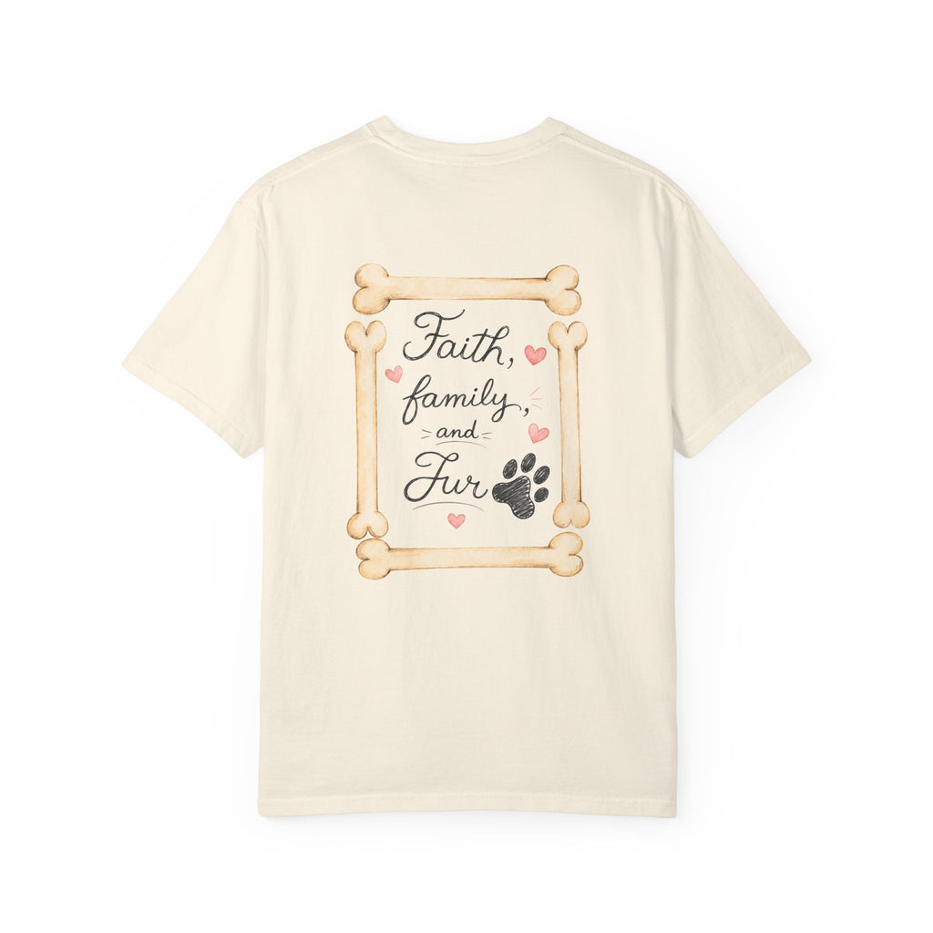 Faith Family and Fur T-Shirt — Paw Print & Bone Frame Tee
