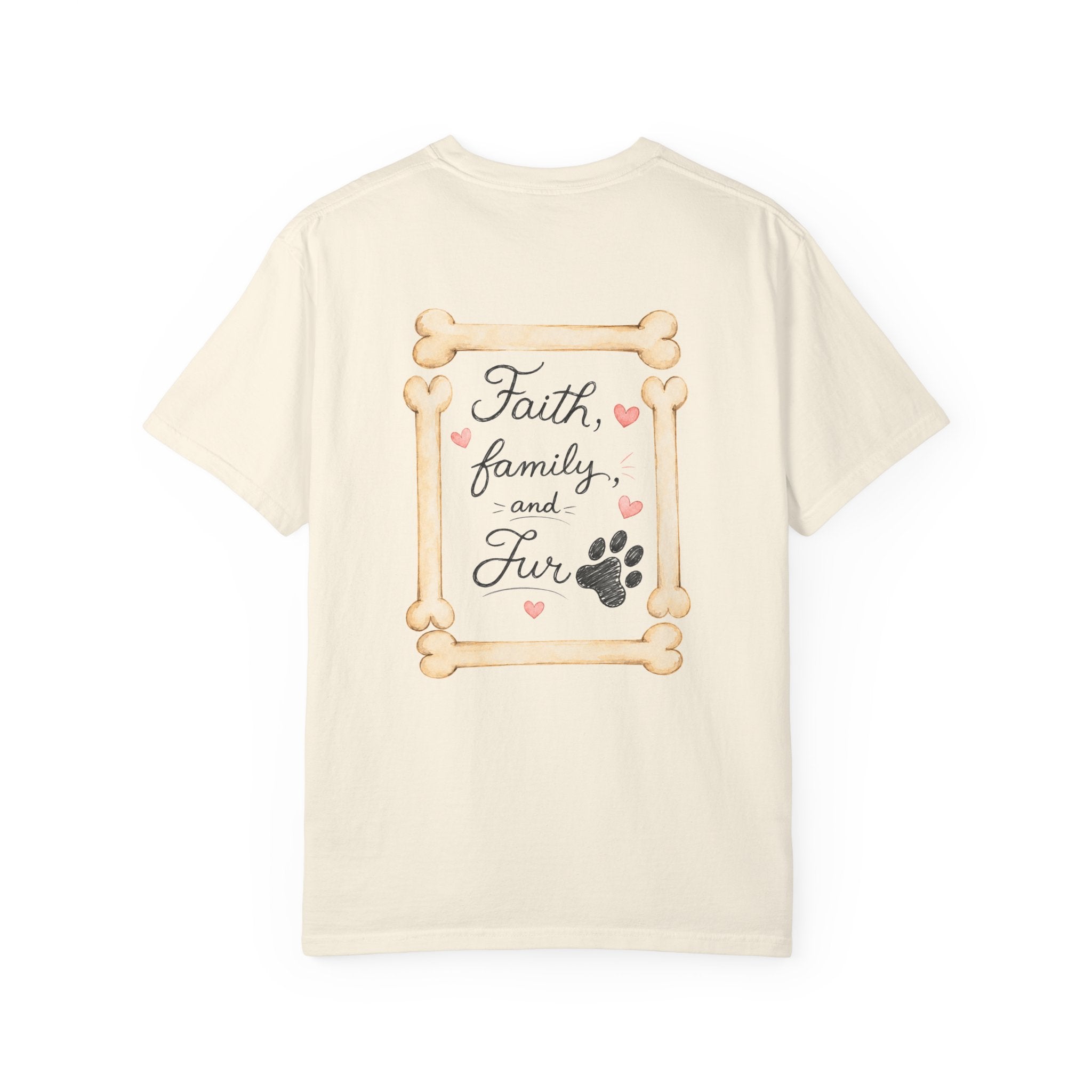 Faith Family and Fur T-Shirt — Paw Print & Bone Frame Tee