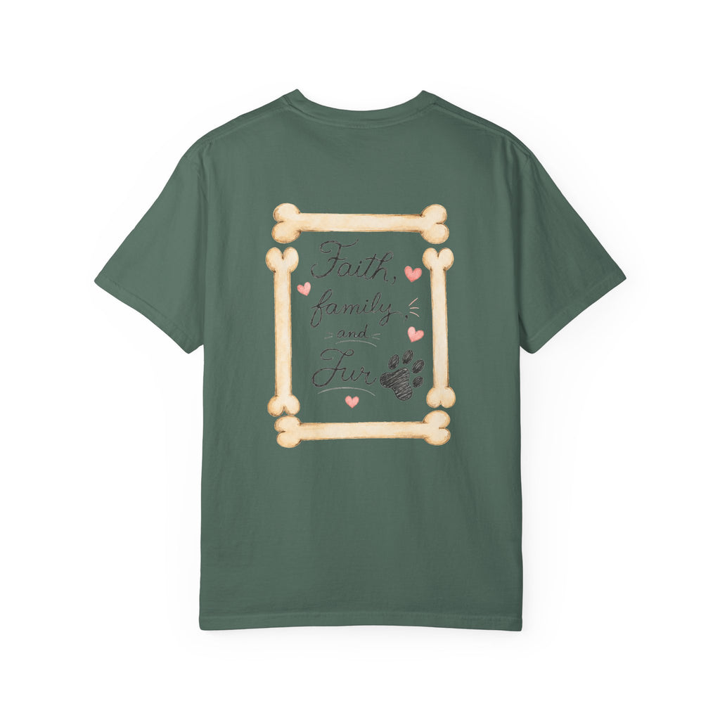 Faith Family and Fur T-Shirt — Paw Print & Bone Frame Tee