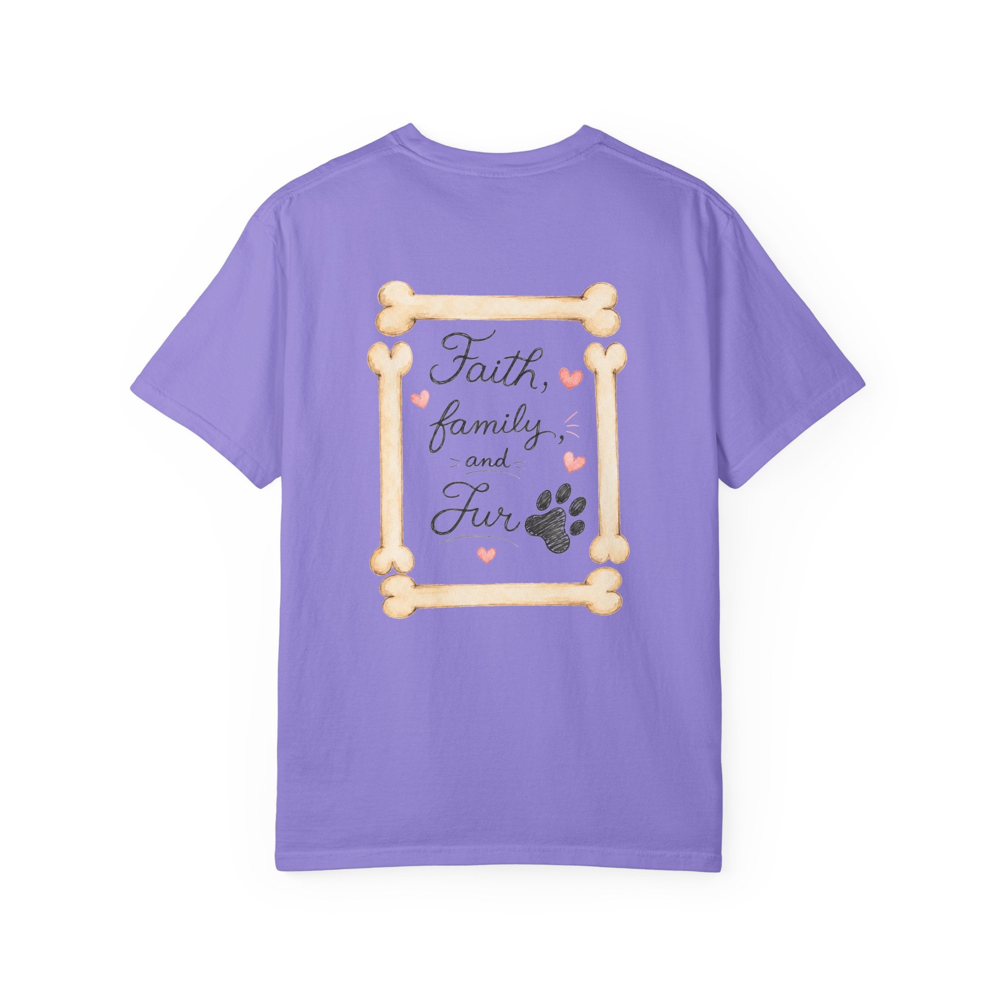 Faith Family and Fur T-Shirt — Paw Print & Bone Frame Tee