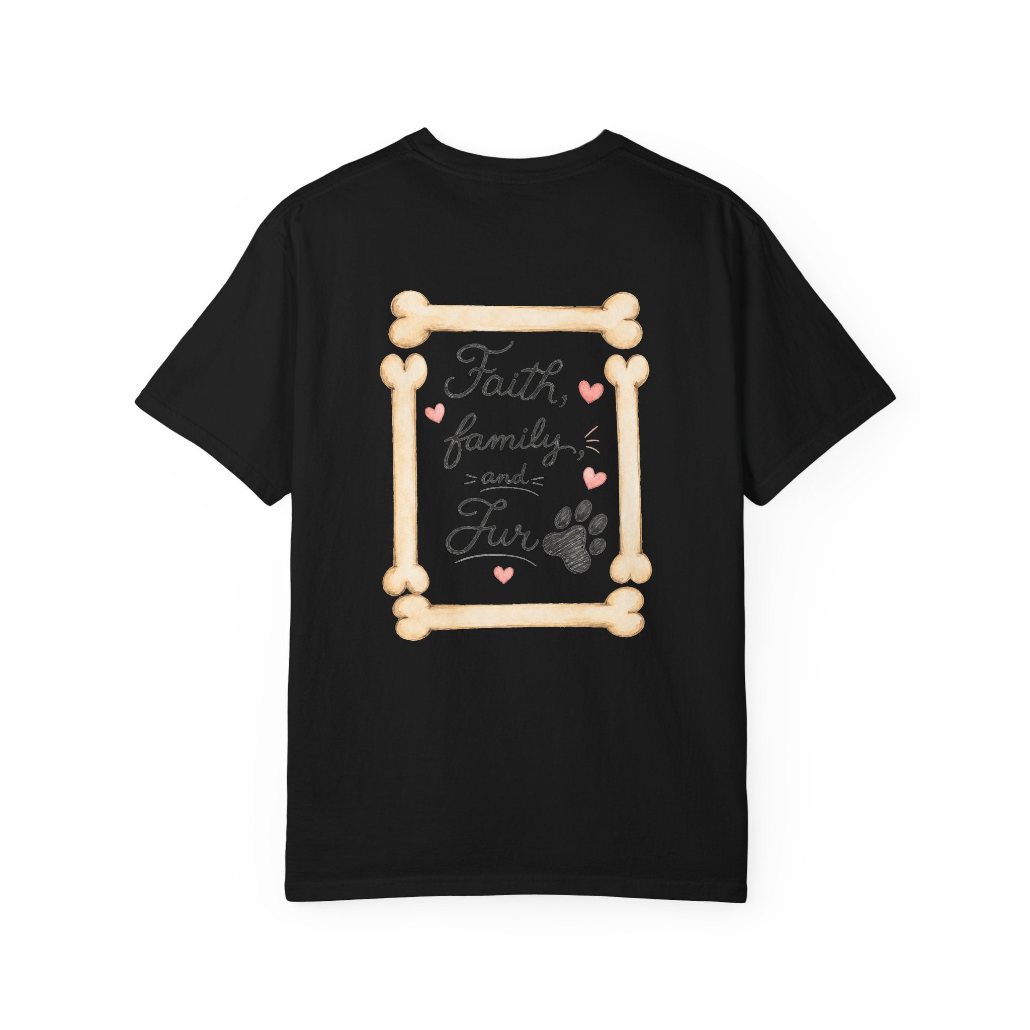 Faith Family and Fur T-Shirt — Paw Print & Bone Frame Tee