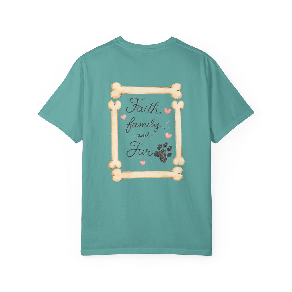 Faith Family and Fur T-Shirt — Paw Print & Bone Frame Tee