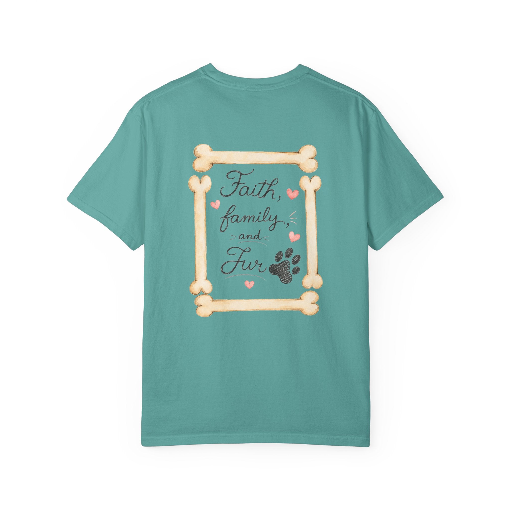 Faith Family and Fur T-Shirt — Paw Print & Bone Frame Tee