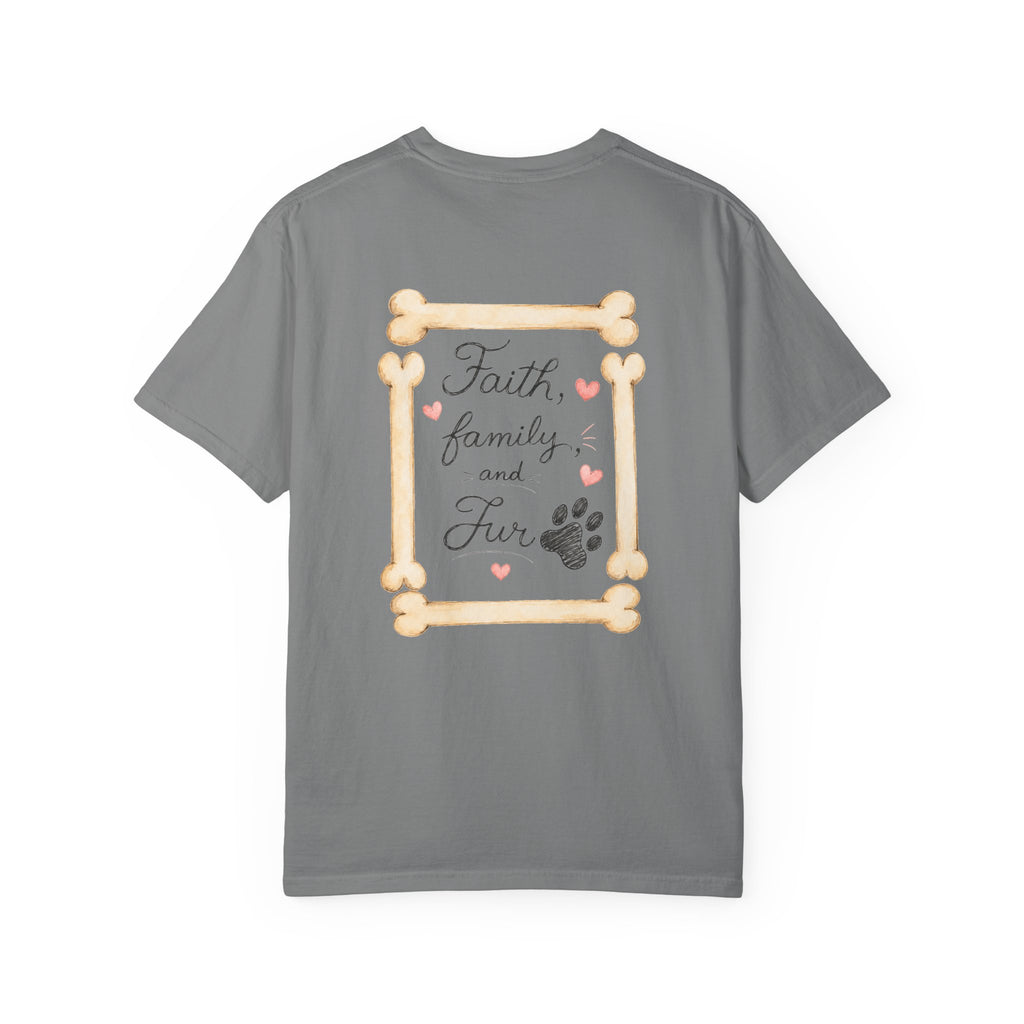 Faith Family and Fur T-Shirt — Paw Print & Bone Frame Tee