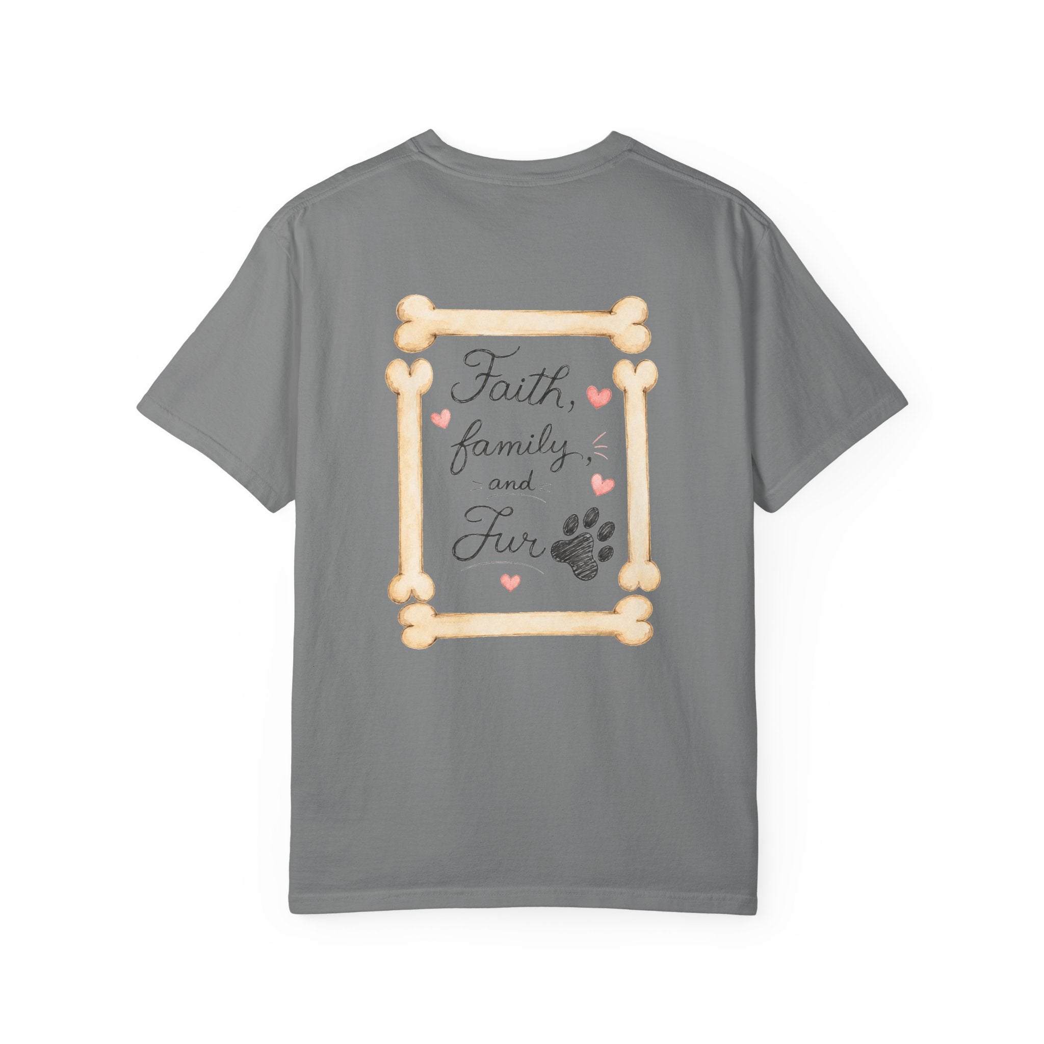 Faith Family and Fur T-Shirt — Paw Print & Bone Frame Tee