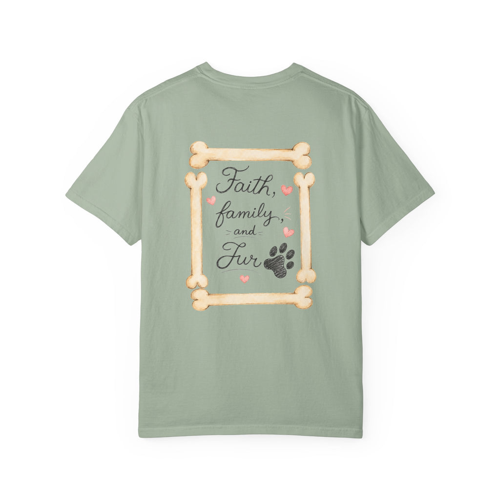 Faith Family and Fur T-Shirt — Paw Print & Bone Frame Tee