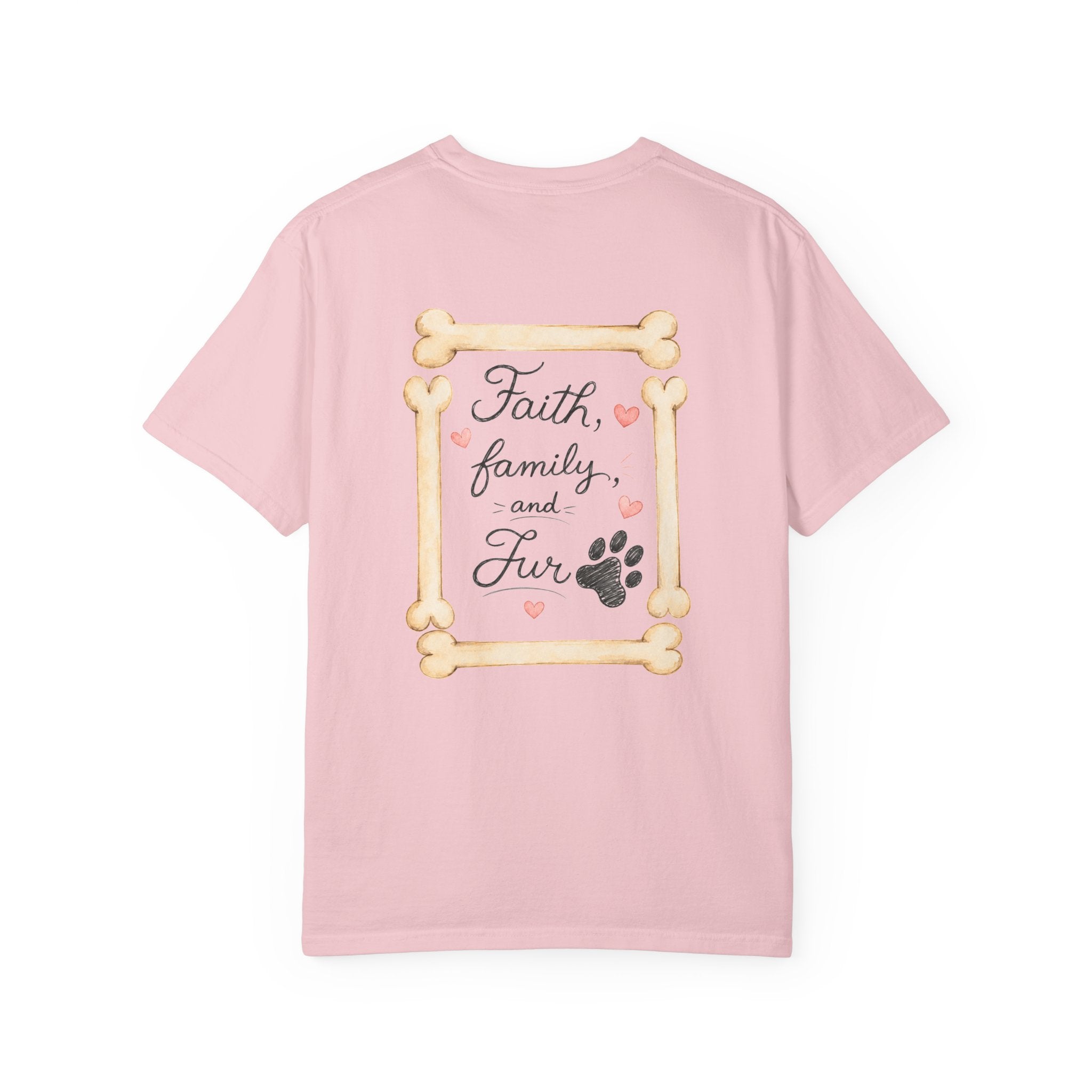Faith Family and Fur T-Shirt — Paw Print & Bone Frame Tee