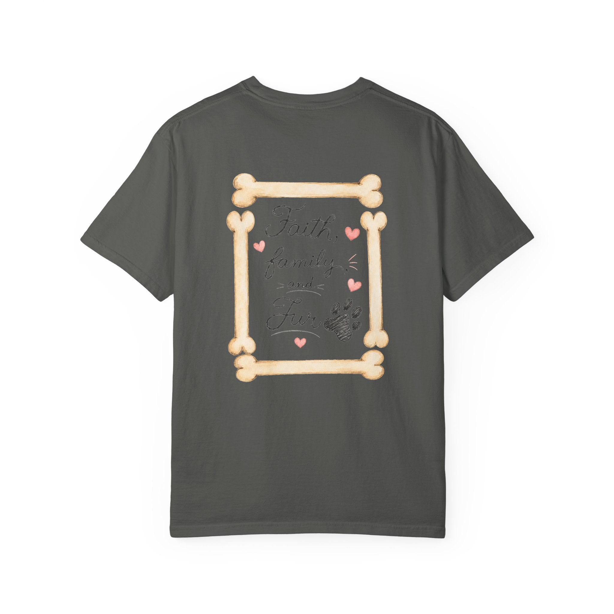 Faith Family and Fur T-Shirt — Paw Print & Bone Frame Tee